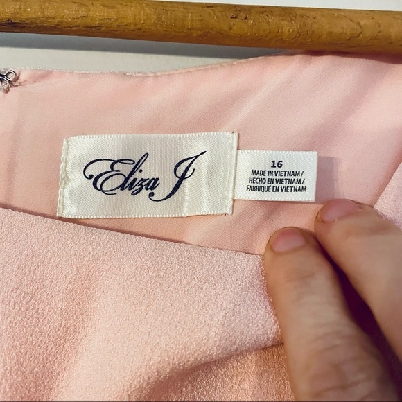 Eliza J 3/4 Bell Sleeve Lace Accent Pastel Pink Peach Dress 16 - Picture 3 of 15